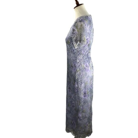 Vintage Fairycore Dress Sz 6 80’s 90’s Mesh Overlay Maxi Whimsygoth Ethereal - Picture 4 of 8